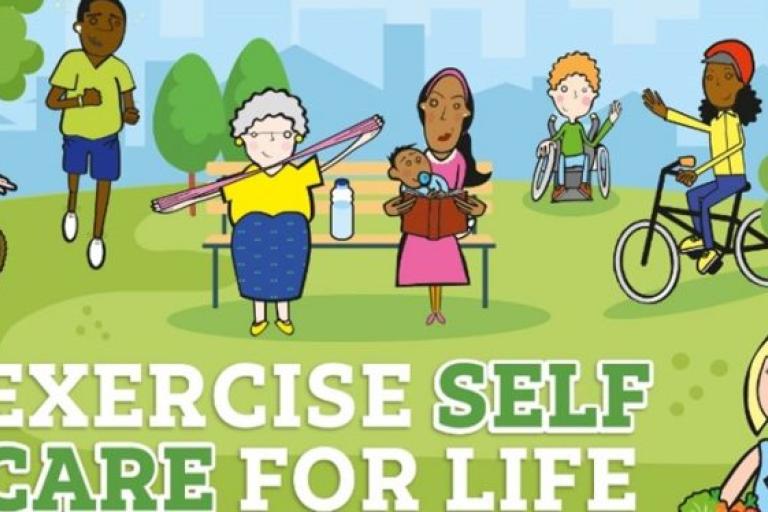 Image stating Exercise self care for life